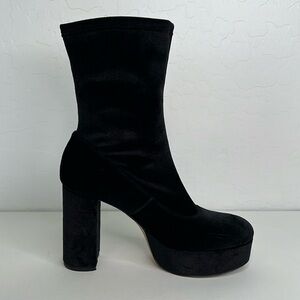 ASKA black velvet platform ankle boots size 36